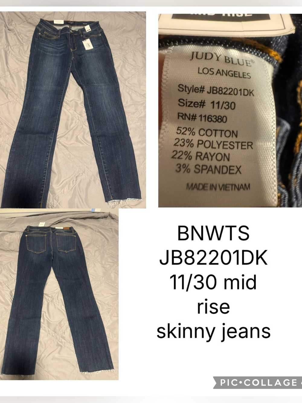 Judy Blue Mid-Rise Skinny Jeans - Dark Blue BNWTS 11/30